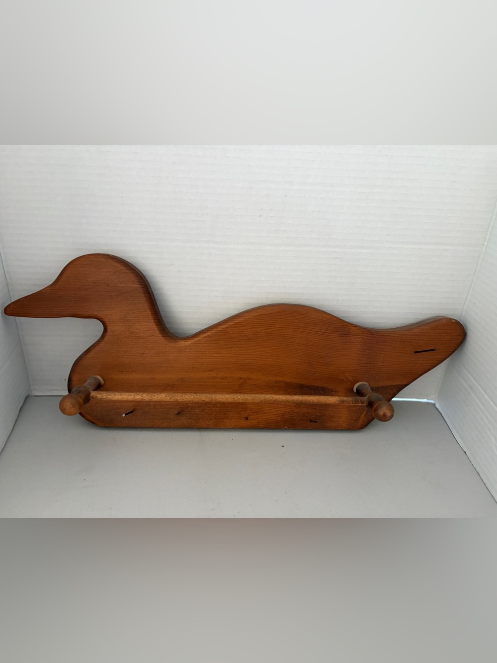 Vintage Wooden Wall Shelf Rack in Warm Brown - Unbranded